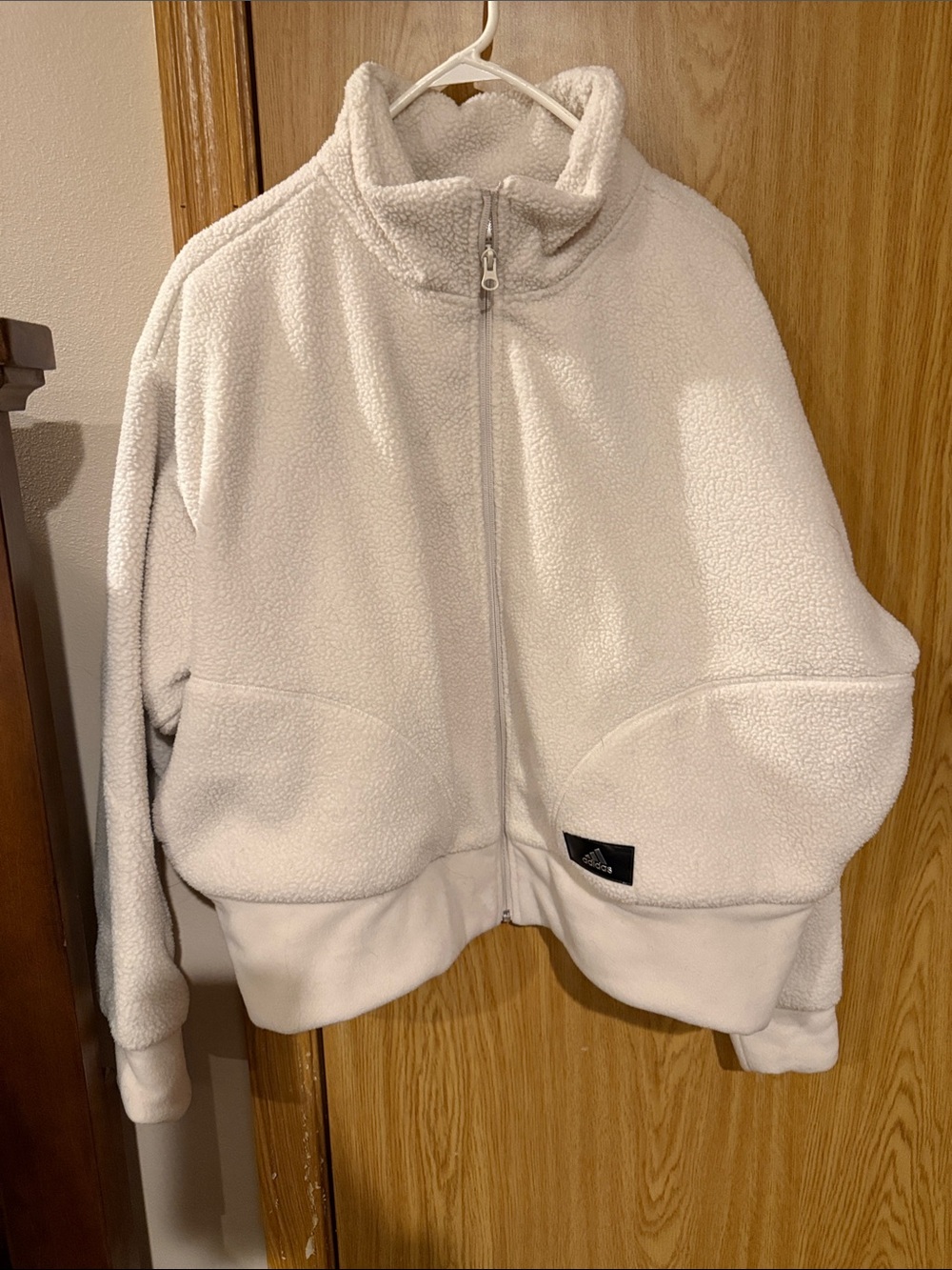 adidas Cream Sherpa Zip-Up Jacket